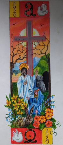 Chris B, Easter church candle design 2020, acrylic.